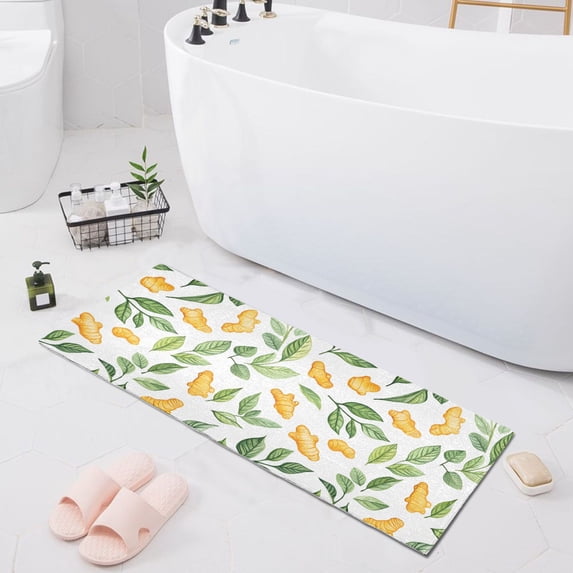 Haosy Ginger and Leaves Bathroom Rugs Non Slip Absorbent Soft Plush Quick Dry Bath Mat, 39"x20"