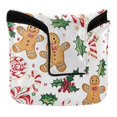 thumbnail image 1 of Haosy Gingerbread Men Holly Leaves Golf Mallet Putter Cover Strong Magnetic Leather Golf Club Headcover Closure, 1 of 7
