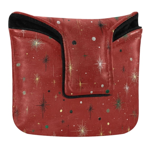 Haosy Glittering Stars on Red Golf Mallet Putter Cover Strong Magnetic Leather Golf Club Headcover Closure