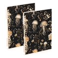 thumbnail image 1 of Haosy Gold Jellyfish and Flowers Notebooks 2 Pcs 1-subject Journal 60 Sheets A5 College Ruled Paper Detachable Ring 8.3"x5.7", 1 of 7