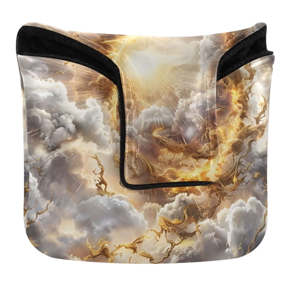 Haosy Golden Light in Clouds Golf Mallet Putter Cover Strong Magnetic Leather Golf Club Headcover Closure