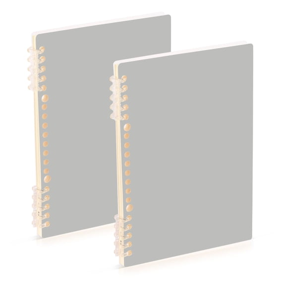 Haosy Gray Notebooks 2 Pcs 1-subject Journal 60 Sheets A5 College Ruled Paper Detachable Ring 8.3"x5.7"