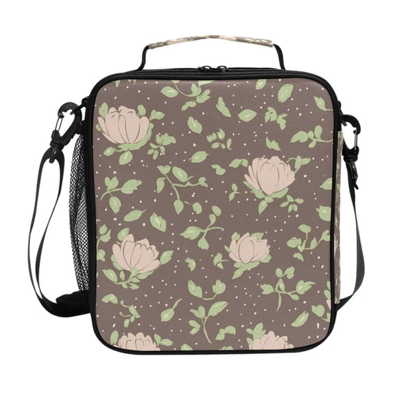 Haosy Green Leaves Small Roses Reusable Lunch Box Men/Women Insulated Lunch Bag for School Picnic Travel