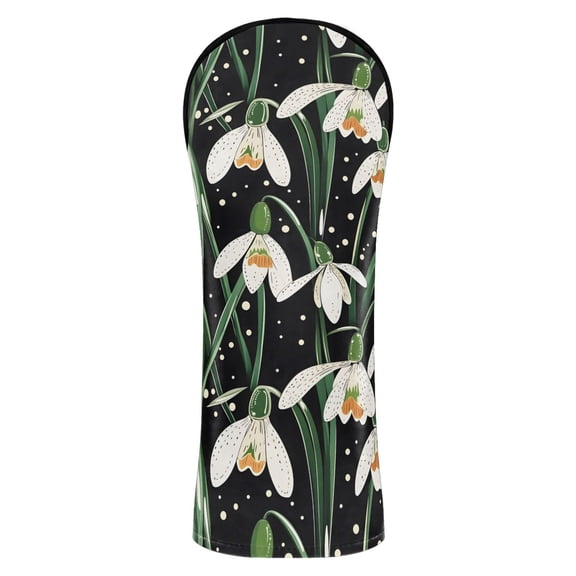 Haosy Green Snowdrop Flowers Golf Club Covers Driver Hybrid Wood Headcovers PU Leather Double-Layer Lining Replaceable Tags for Men Women