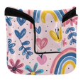 thumbnail image 1 of Haosy Hand Drawn Flower Rainbow Heart Golf Mallet Putter Cover Strong Magnetic Leather Golf Club Headcover Closure, 1 of 7