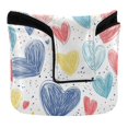 thumbnail image 1 of Haosy Hand Drawn Red Blue Yellow Hearts Golf Mallet Putter Cover Strong Magnetic Leather Golf Club Headcover Closure, 1 of 7