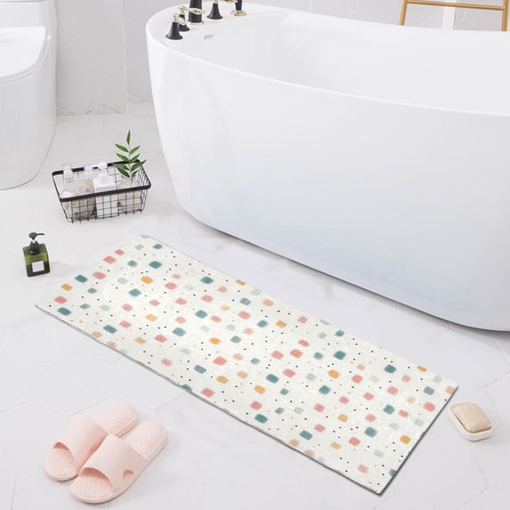 Haosy Hand-drawn Cute Square Bathroom Rugs Non Slip Absorbent Soft Plush Quick Dry Bath Mat, 39"x20"