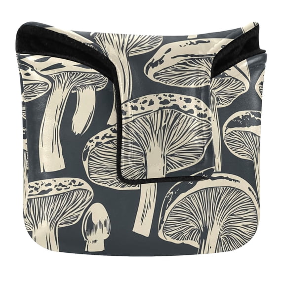 Haosy Hand-drawn Mushrooms Golf Mallet Putter Cover Strong Magnetic Leather Golf Club Headcover Closure