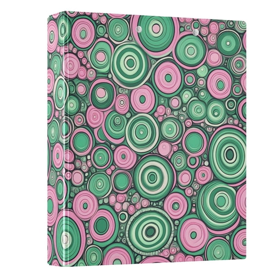 Haosy Hardcover 3 Ring Binder 1.5 Inch Ring Decorative Binder Organizer for Home School Office, Abstract Pink Green Circles