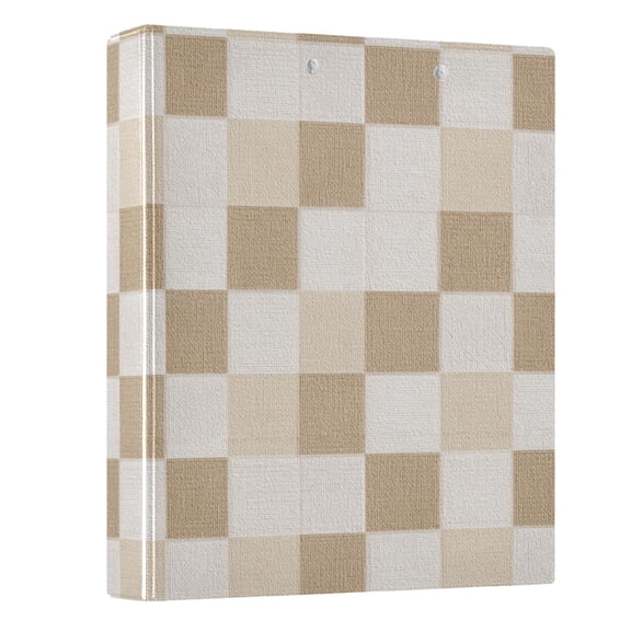 Haosy Hardcover 3 Ring Binder 1.5 Inch Ring Decorative Binder Organizer for Home School Office, Beige Brown White Checkered