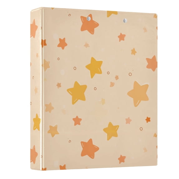 Haosy Hardcover 3 Ring Binder 1.5 Inch Ring Decorative Binder Organizer for Home School Office, Light Orange Star