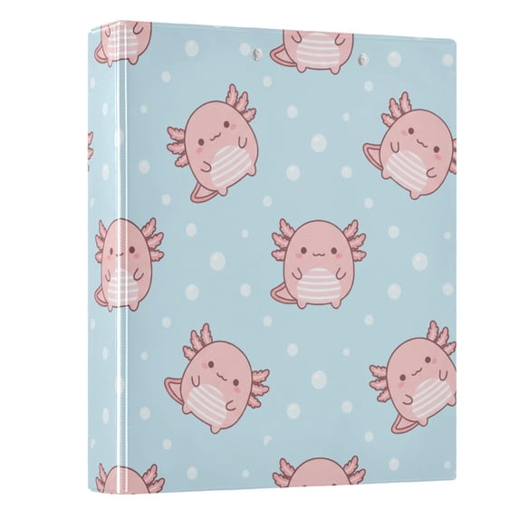 Haosy Hardcover 3 Ring Binder 1.5 Inch Ring Decorative Binder Organizer for Home School Office, Pastel Blue Dot Axolotl