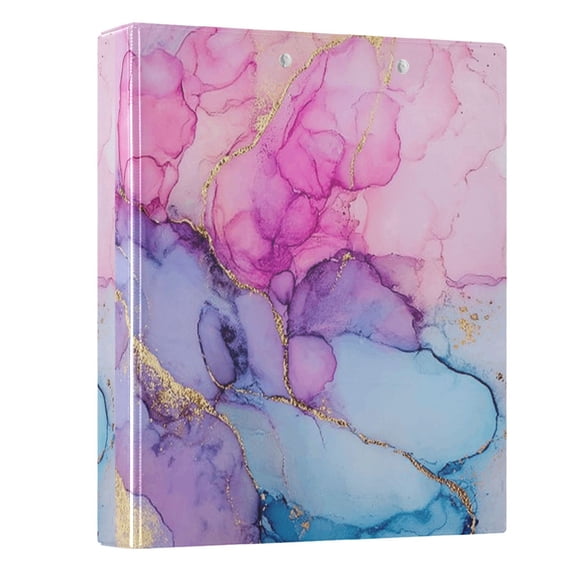 Haosy Hardcover 3 Ring Binder 1.5 Inch Ring Decorative Binder Organizer for Home School Office, Pink Purple Blue Marble