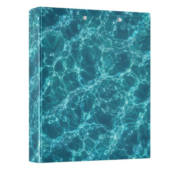 Haosy Hardcover 3 Ring Binder 1.5 Inch Ring Decorative Binder Organizer for Home School Office, Teal Ocean Water