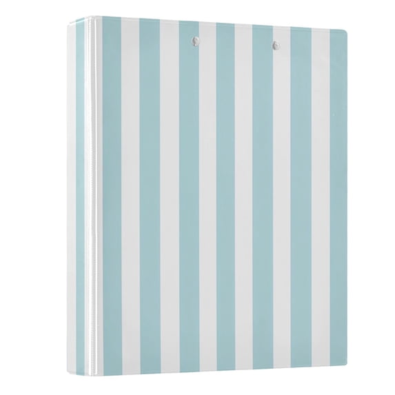 Haosy Hardcover 3 Ring Binder 1.5 Inch Ring Decorative Binder Organizer for Home School Office, Water Blue and White Stripes