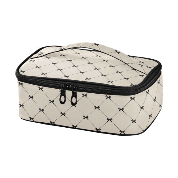 Haosy Insulated Lunch Box Reusable Small Cooler Lunch Bag Tote for Work School, Beige Bow Rhombus