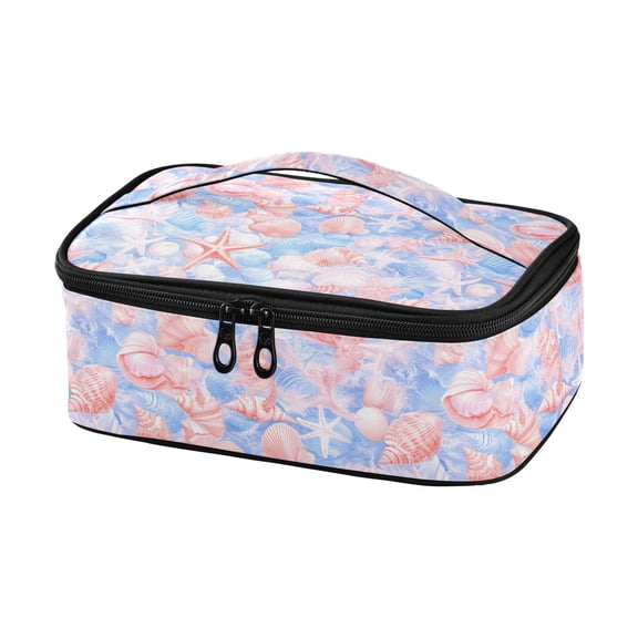 Haosy Insulated Lunch Box Reusable Small Cooler Lunch Bag Tote for Work School, Blue Pink Shells