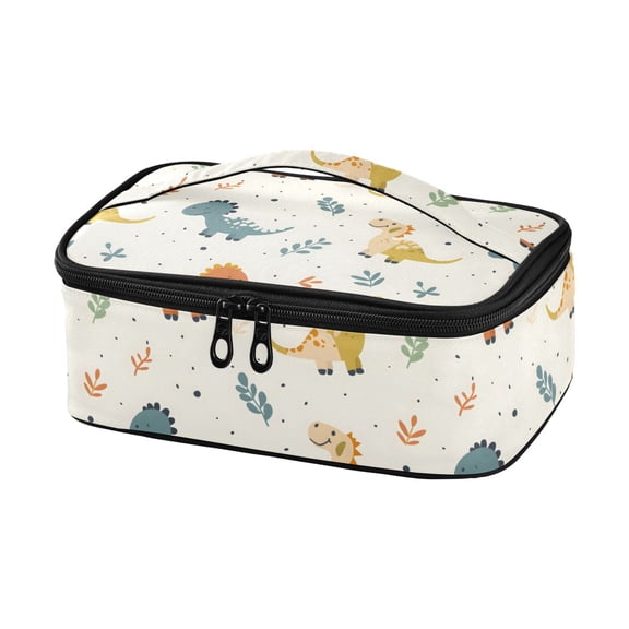Haosy Insulated Lunch Box Reusable Small Cooler Lunch Bag Tote for Work School, Cartoon Dinosaurs with Leaf
