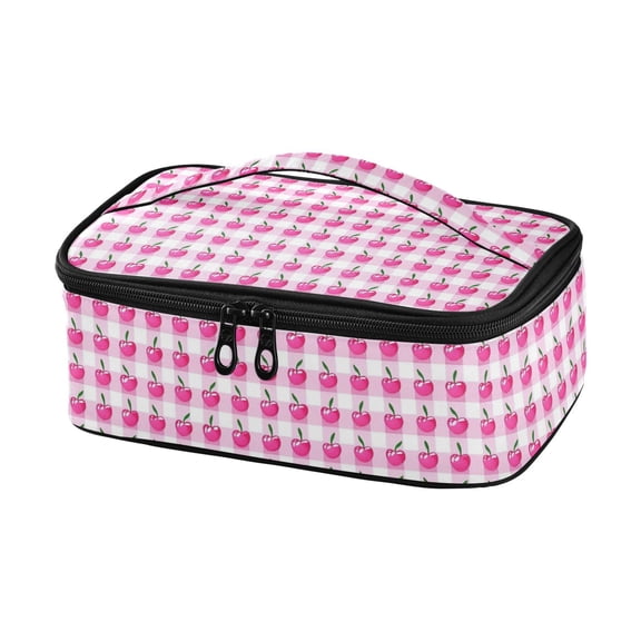 Haosy Insulated Lunch Box Reusable Small Cooler Lunch Bag Tote for Work School, Cherry with Gingham