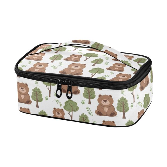 Haosy Insulated Lunch Box Reusable Small Cooler Lunch Bag Tote for Work School, Cute Bear with Tree