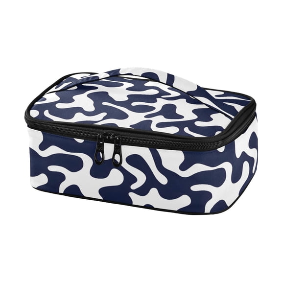 Haosy Insulated Lunch Box Reusable Small Cooler Lunch Bag Tote for Work School, Dark Blue Spots