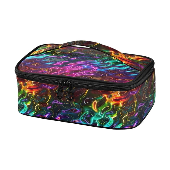 Haosy Insulated Lunch Box Reusable Small Cooler Lunch Bag Tote for Work School, Neon Ripples