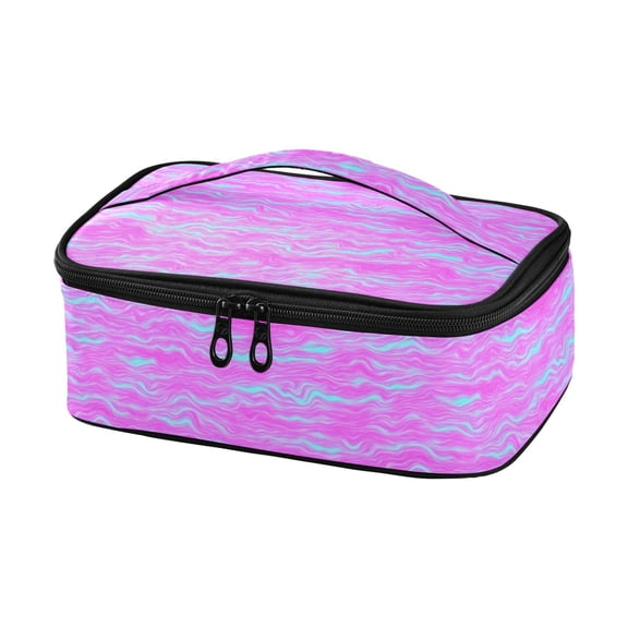 Haosy Insulated Lunch Box Reusable Small Cooler Lunch Bag Tote for Work School, Purple Wave