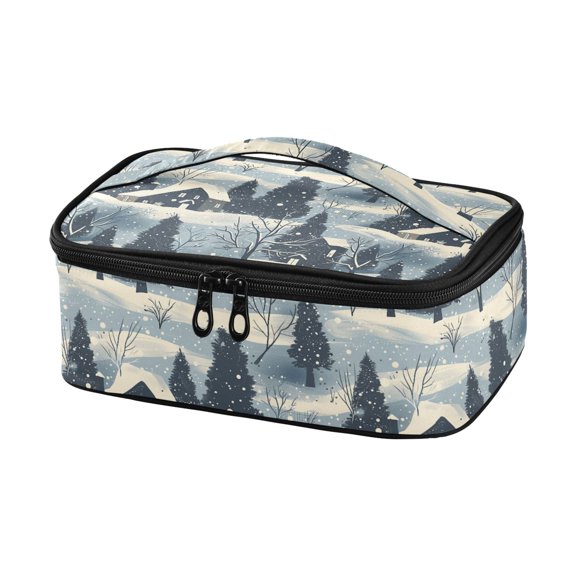 Haosy Insulated Lunch Box Reusable Small Cooler Lunch Bag Tote for Work School, Snow House Tree