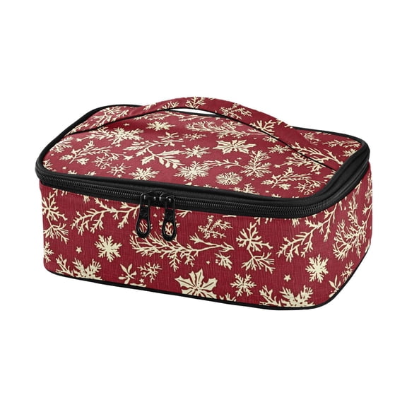 Haosy Insulated Lunch Box Reusable Small Cooler Lunch Bag Tote for Work School, Snowflakes and Pine Branches
