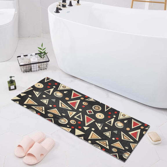 Haosy Irregular Triangle Circle Bathroom Rugs Non Slip Absorbent Soft Plush Quick Dry Bath Mat, 39"x20"