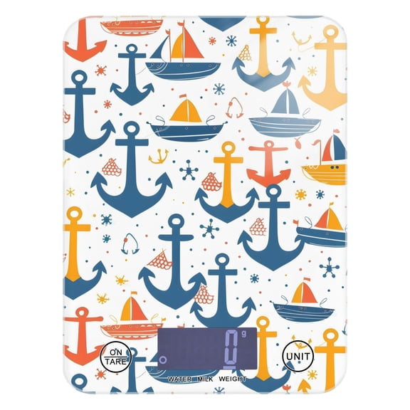 Haosy Kitchen Scale 11lb/5kg 0.1g Precision Digital Food Scale weight Grams Ounces and Pounds, Anchors Boats Dots