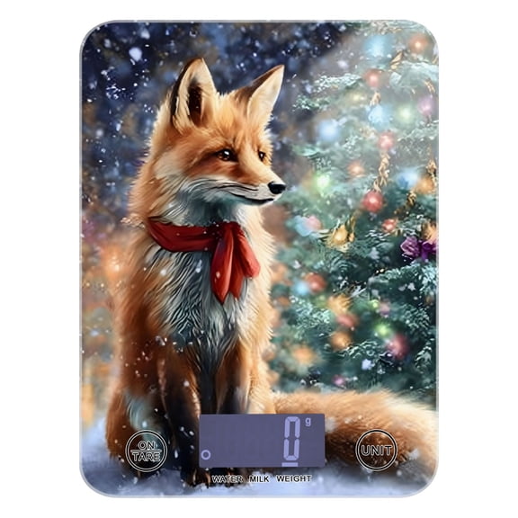 Haosy Kitchen Scale 11lb/5kg 0.1g Precision Digital Food Scale weight Grams Ounces and Pounds, Beautiful Fox with Christmas Tree