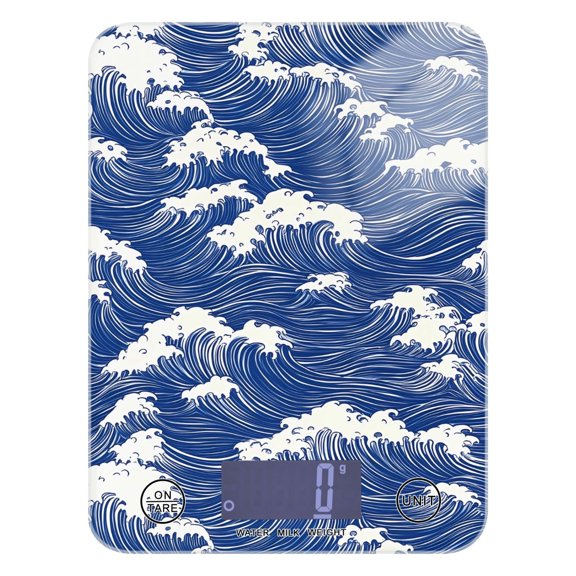 Haosy Kitchen Scale 11lb/5kg 0.1g Precision Digital Food Scale weight Grams Ounces and Pounds, Blue White Wave