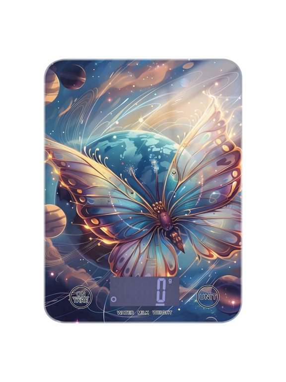 Kitchen Scale 11lb/5kg 0.1g Precision Digital Food Scale weight Grams Ounces and Pounds, Butterfly Planet Starry Sky