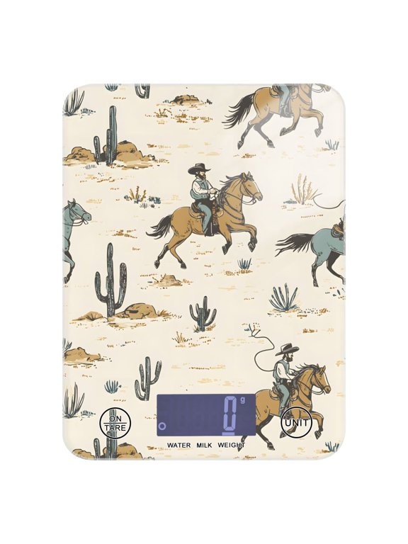Kitchen Scale 11lb/5kg 0.1g Precision Digital Food Scale weight Grams Ounces and Pounds, Cactus Cowboy Horse