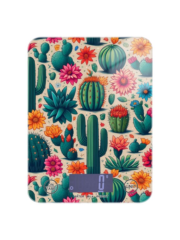 Kitchen Scale 11lb/5kg 0.1g Precision Digital Food Scale weight Grams Ounces and Pounds, Cactus and Desert Flower