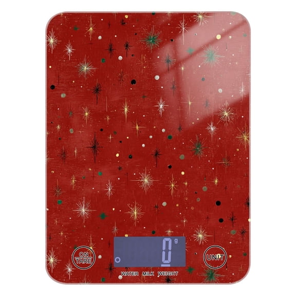 Haosy Kitchen Scale 11lb/5kg 0.1g Precision Digital Food Scale weight Grams Ounces and Pounds, Glittering Stars on Red