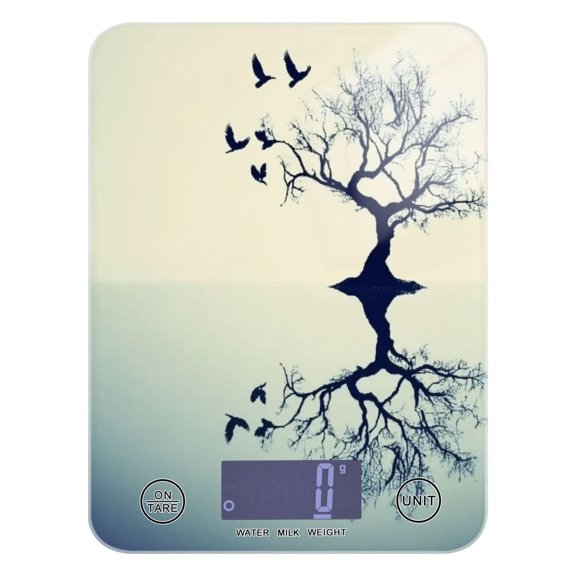 Haosy Kitchen Scale 11lb/5kg 0.1g Precision Digital Food Scale weight Grams Ounces and Pounds, Tree and Bird Reflections