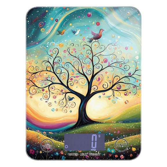Haosy Kitchen Scale 11lb/5kg 0.1g Precision Digital Food Scale weight Grams Ounces and Pounds, Whimsical Tree with Swirling Branches
