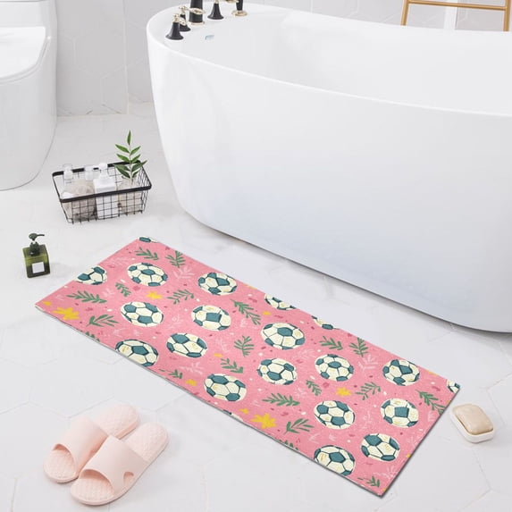 Haosy Leaves Football Bathroom Rugs Non Slip Absorbent Soft Plush Quick Dry Bath Mat, 39"x20"