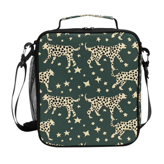 Haosy Leopard and Stars Reusable Lunch Box Men/Women Insulated Lunch Bag for School Picnic Travel