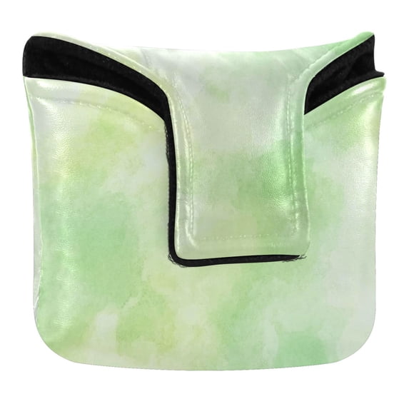 Haosy Light Green Soft Pastel Watercolor Golf Mallet Putter Cover Strong Magnetic Leather Golf Club Headcover Closure