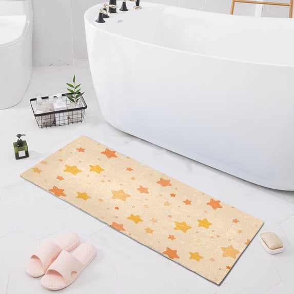 Haosy Light Orange Star Bathroom Rugs Non Slip Absorbent Soft Plush Quick Dry Bath Mat, 39"x20"