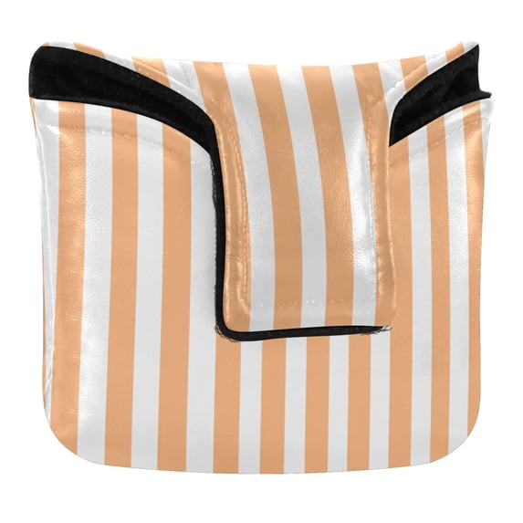 Haosy Light Orange and White Striped Golf Mallet Putter Cover Strong Magnetic Leather Golf Club Headcover Closure
