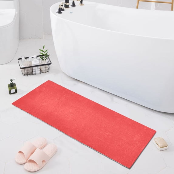 Haosy Light Red Bathroom Rugs Non Slip Absorbent Soft Plush Quick Dry Bath Mat, 39"x20"