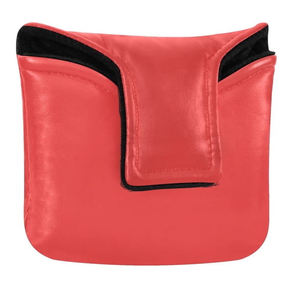 Haosy Light Red Golf Mallet Putter Cover Strong Magnetic Leather Golf Club Headcover Closure