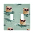 thumbnail image 1 of Haosy Light Switch Cover Plate 2 Gang Electrical Outlet Covers Otter with Sunglasses Swimming Decorate Wall Plate 4.56”x4.48”, 1 of 8