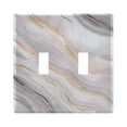 thumbnail image 1 of Haosy Light Switch Cover Plate 2 Gang Electrical Outlet Covers Soft Pink Gold White Marble Decorate Wall Plate 4.56”x4.48”, 1 of 8