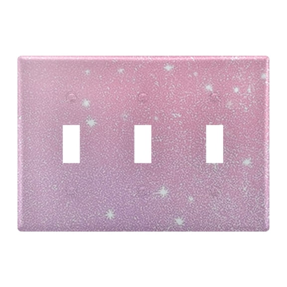 Haosy Light Switch Cover Plate 3 Gang Electrical Outlet Covers Glittering Purple Pink Decorate Wall Plate 4.56”x4.48”