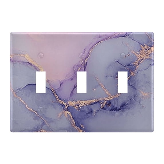 Haosy Light Switch Cover Plate 3 Gang Electrical Outlet Covers Lilac Marble Decorate Wall Plate 4.56”x4.48”